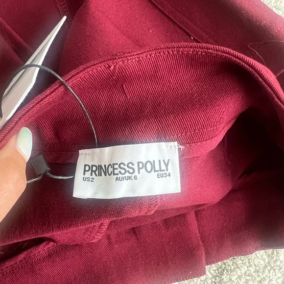 Princess Polly Brinley Mini Skirt – Burgundy – Size US 2 / AU 6 – NWT - Picture 4 of 5